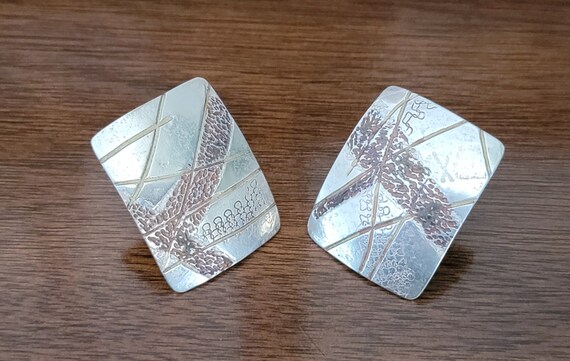 Textured Rectangle Post Earrings Abstract Southwe… - image 1