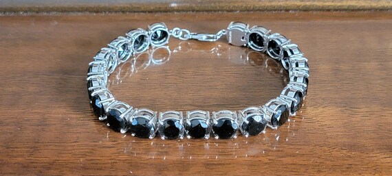Sterling Silver Bracelet With Cubic Zirconian Bla… - image 3