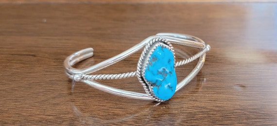 Sterling Silver Navajo Turquoise Cuff  - Sterling… - image 3