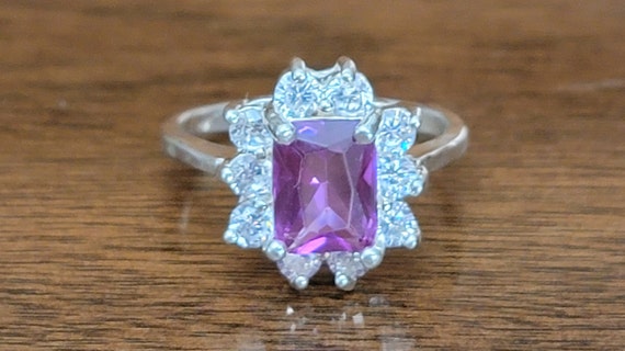 Sterling Silver Cocktail Ring With Amethyst And C… - image 4