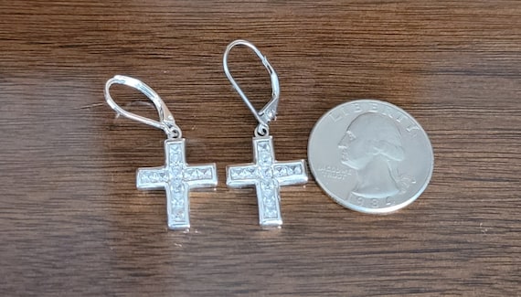 Sterling Silver Pierced Dangle Cross Earrings  - … - image 4