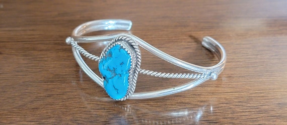 Sterling Silver Navajo Turquoise Cuff  - Sterling… - image 1