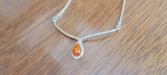 Sterling Silver Amber Neck - Amber Necklace  - St… - image 3