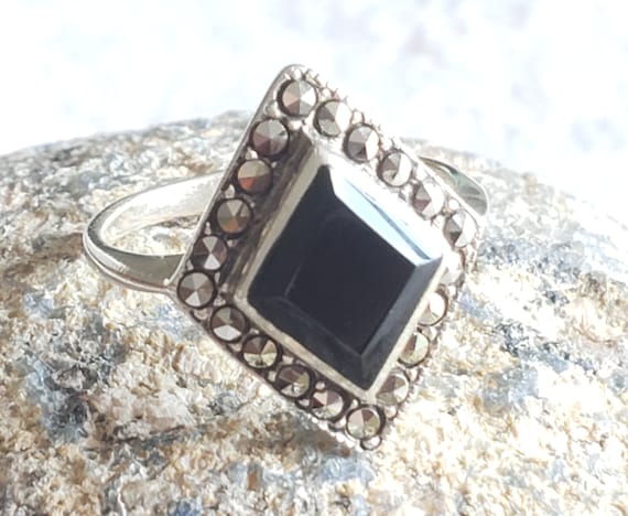 Sterling Silver Black Onyx Ring  - Sterling Silve… - image 2