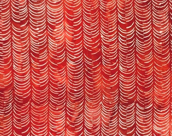 SCALLOP STRIPES Batik - lsbc-1745 Red By the Yard