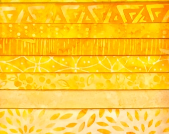 8 Fat Quarter Batik Sampler Color: Yellow #3  FQ Pack Bundle