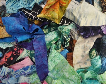 1 Pound Scrap Bag Lunn Fabrics Batiks & Hand Paints Mixed Fabric STRIPS ONLY Bundle