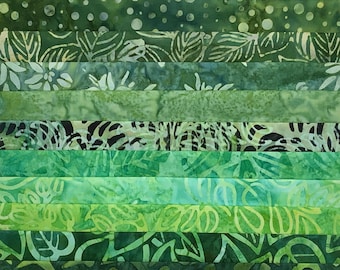 Lot de 11 échantillons de palette verte Fat Quarter Batik Sampler #2 FQ