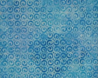 CURLICUE D Batik - ab-2096-247 Cornflower Metallic Silver By the Yard