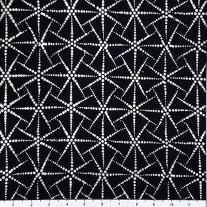 Peut inclure: Motif g&eacute;om&eacute;trique noir et blanc avec un motif r&eacute;p&eacute;titif de cercles et de lignes. Le motif est compos&eacute; de petits cercles blancs reli&eacute;s par de fines lignes blanches.