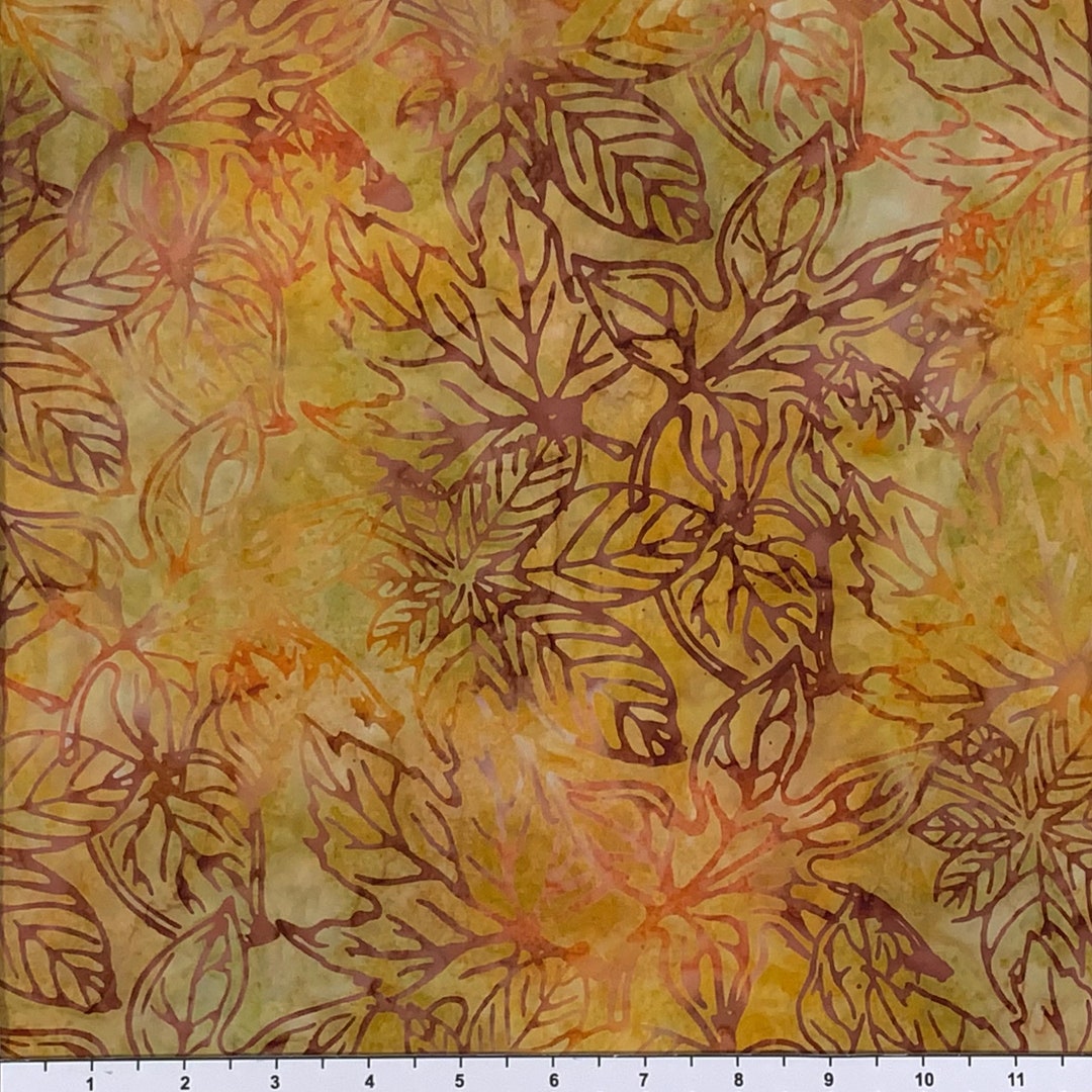 MIXED LEAVES Batik Ab-3072-291 Curry by the Yard - Etsy