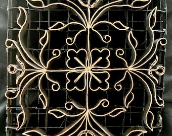 Casquette batik traditionnelle - Treillis fait main à partir de blocs d'impression en cuivre