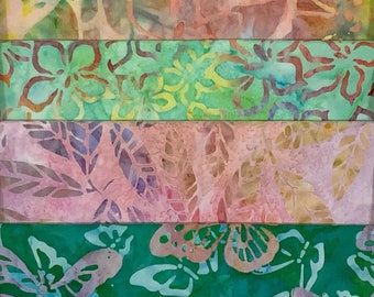 New for April Lot of (4) 1 Yard Fabric Cuts 100% Cotton Batiks Designed by Michael Mrowka & Debra Lunn Package 324A Bundle Pack