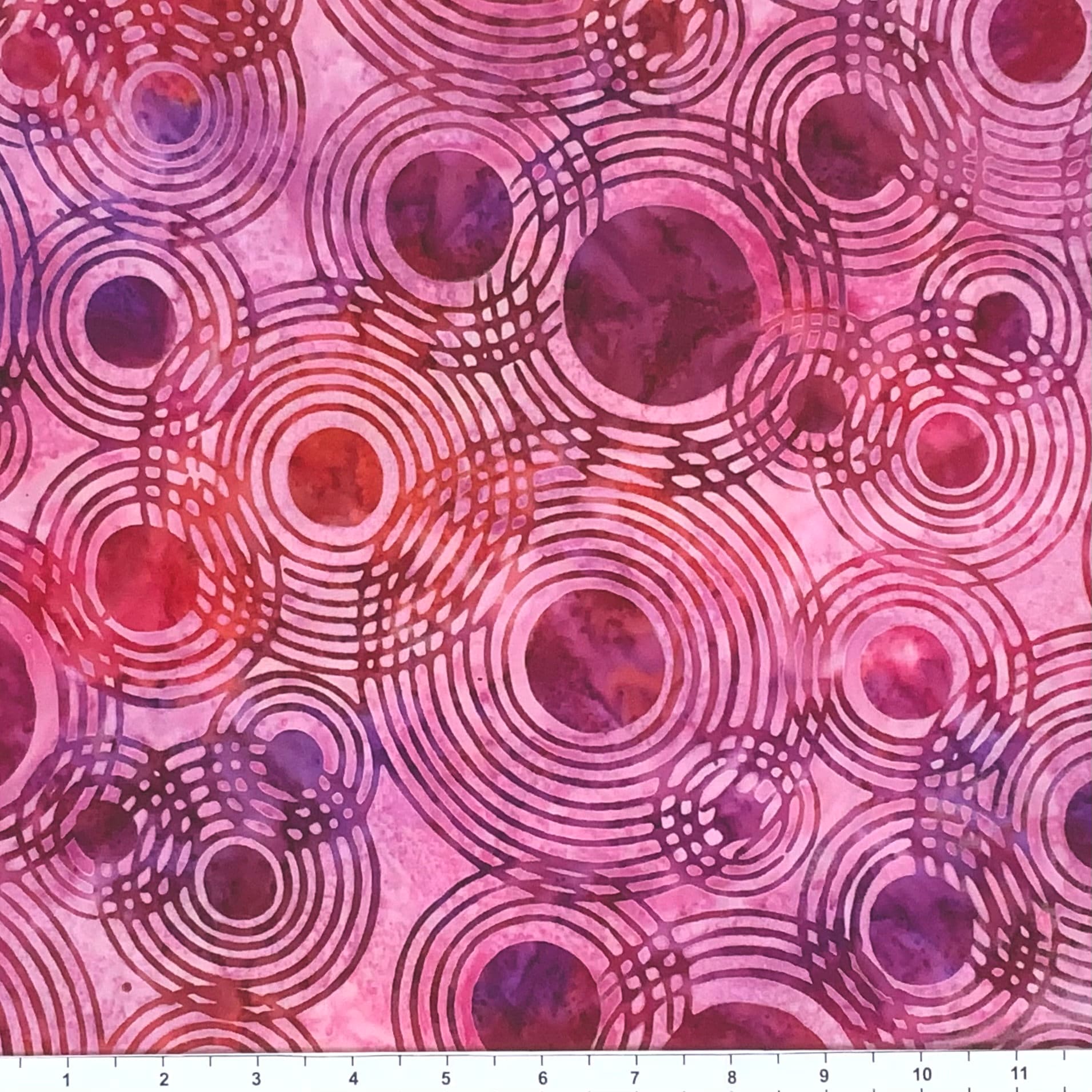 RADIATION CIRCLE Batik - lsbc-3466 Magenta By the Yard