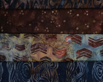 Lot of (4) 1 Yard Fabric Cuts 100% Cotton Batiks Designed by Michael Mrowka & Debra Lunn Package 402 Bundle Pack