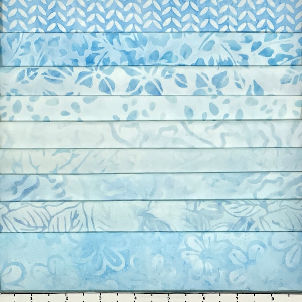 9 Fat Quarter Batik Sampler Color: Blue Light #4  FQ Pack Bundle