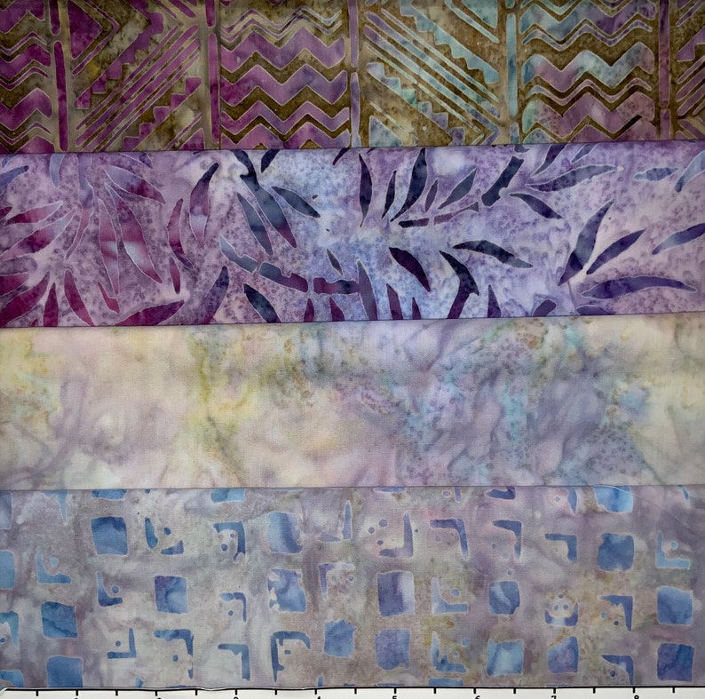 1 Yard Fabric Cuts 100/% Cotton Batiks Designed by Michael Mrowka /& Debra Lunn One of a Kind Package 103C 4 Lot of