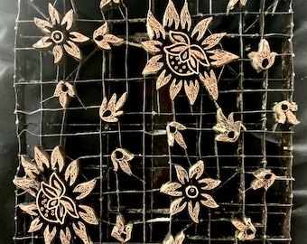 Casquette traditionnelle en batik - Fleur traditionnelle faite main en cuivre imprimé