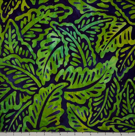 FEATHERY LEAF Batik - Lsbc-3827 Island Green by the Yard - Etsy