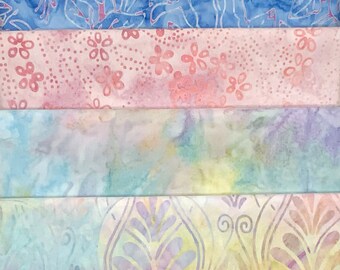 Lot of (4) 1 Yard Fabric Cuts 100% Cotton Batiks Designed by Michael Mrowka & Debra Lunn Package 304B Bundle Pack