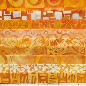 9 Fat Quarter Batik Sampler Orange Pop! FQ Pack Bundle