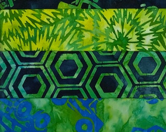 Lot of (4) 1 Yard Fabric Cuts 100% Cotton Batiks Designed by Michael Mrowka & Debra Lunn Package #644 Bundle Pack