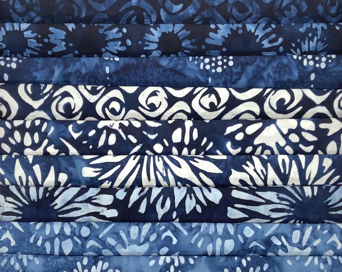 10 Fat Quarter Batik Sampler Color: Indigo Medium #3 Fq Pack Bundle - Etsy