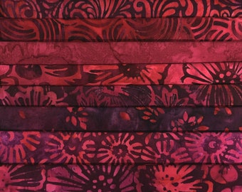 New for April 9 Fat Quarter Batik Sampler Color: Dark Magenta #6 FQ Pack Bundle