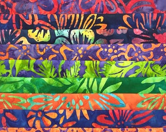 10 Fat Quarter Batik Sampler Bouquet #1 fq Pack Bundle