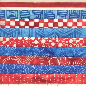 9 Fat Quarter Batik Sampler Patriotic #2 FQ Pack Bundle