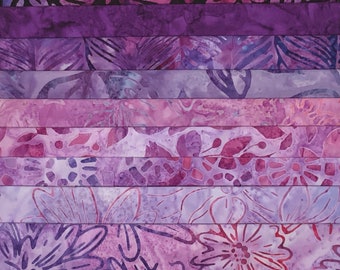 New for April 9 Fat Quarter Batik Sampler Color: Red Violet #2 FQ Pack Bundle