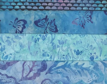 Lot de (4) coupes de tissu de 1 mètre 100 % coton batiks conçus par Michael Mrowka et Debra Lunn paquet #522A Bundle Pack