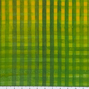 May include: A watercolor painting of a green and yellow plaid pattern. The colors transition from a bright yellow at the top to a darker green at the bottom.
