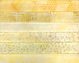 New for April 7 Fat Quarter Batik Sampler Color: Yellow Light #4  FQ Pack Bundle