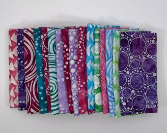 POUND PACK PLUS 477 Purples, Greens, Blues, Magentas, Pinks and White 100% Cotton Batiks & Handpaints Fabric Scraps Bundle Package