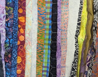 1 Pound Scrap Bag Lunn Fabrics Batiks & Hand Paints Mixed Fabric STRIPS ONLY Bundle