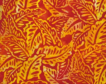 FEATHERY LEAF Batik -  lsbc-3827 Flame By the Yard