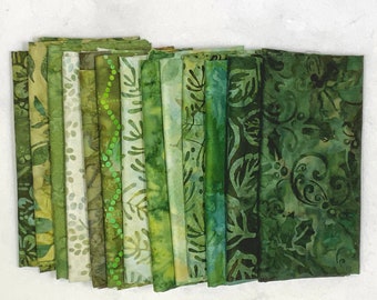 New for April POUND PACK PLUS #1318 Greens with some Browns 100% Cotton Batiks & Handpaints Fabric Scraps Bundle Package