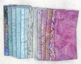 New for May POUND PACK PLUS 1347 Mostly muted Greens, Violets, Teals, and Tans 100% Cotton Batiks & Handpaints Fabric Scraps Bundle Package