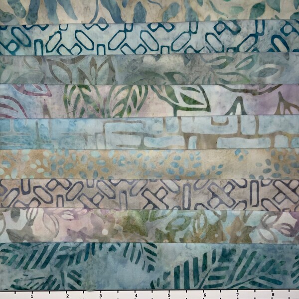 9 Fat Quarter Batik Sampler Turkish Teal Special Edition
