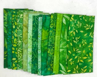 New for April POUND PACK PLUS #1322 Greens 100% Cotton Batiks & Handpaints Fabric Scraps Bundle Package