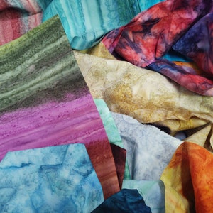 1 Pound Scrap Bag Lunn Fabrics Hand Dyed Mixed Fabric HANDPAINTS ONLY Bundle