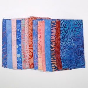 POUND PACK PLUS #755 Blues and Pinks 100% Cotton Batiks & Handpaints Fabric Scraps Bundle Package ooak