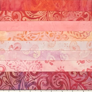 8 Fat Quarter Batik Sampler PAISLEY PINK  FQ Pack Bundle