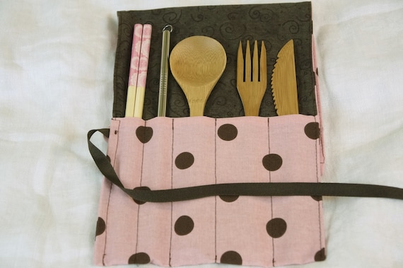 Stainless Steel Straw /& Napkin-Crafty Cutlery Kit Dress up in Pink-Bamboo Utensils