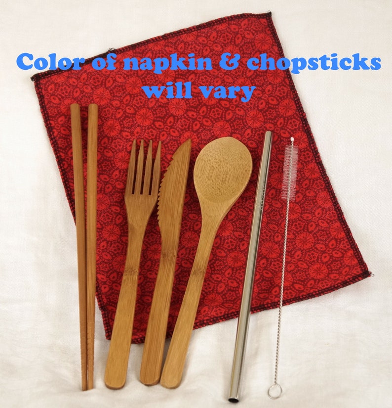 Sushi and Surf Boards-Bamboo Utensils Steel Straw /& Napkin-Crafty Cutlery Kit