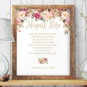 Printable Baptism Gift, Personalized Baptism Gifts for Girls, Gift from Godmother, Gift for Goddaughter, Girl Baptism Gift Baptism Sign 0059