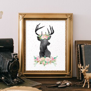 Deer Head Decor, Printable Art Print, 8x10 Print, Deer Wall Art ...