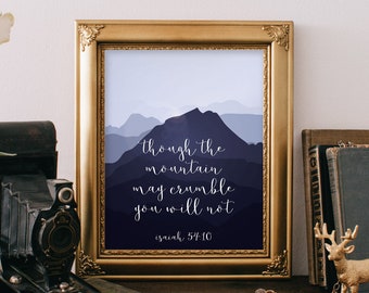 Printable verses, Isaiah 54:10, Scripture Art print, Inspirational wall art, Scripture print, Encouragement gift, Christian art BD-531