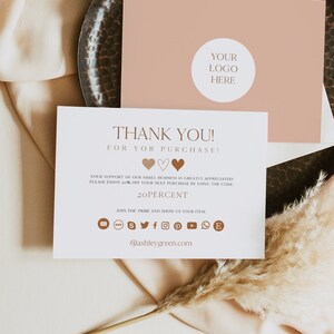 Thank You for Your Purchase Card, Editable Business Thank You Card Template, Small Business Thank You Card, Thank You Card Printable, 9012